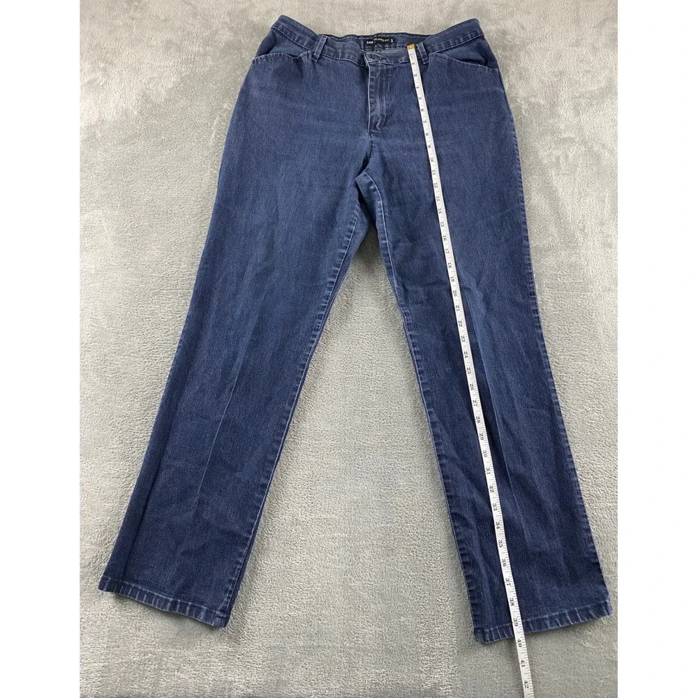 Lee Womens Relaxed Fit Straight Leg Jeans Dark Indigo Blue Stretch Size 12M